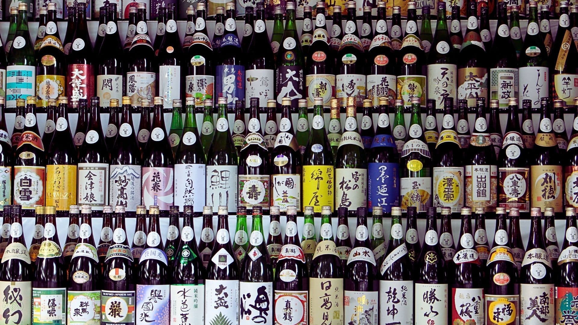 rice beverages from asia on the shelf