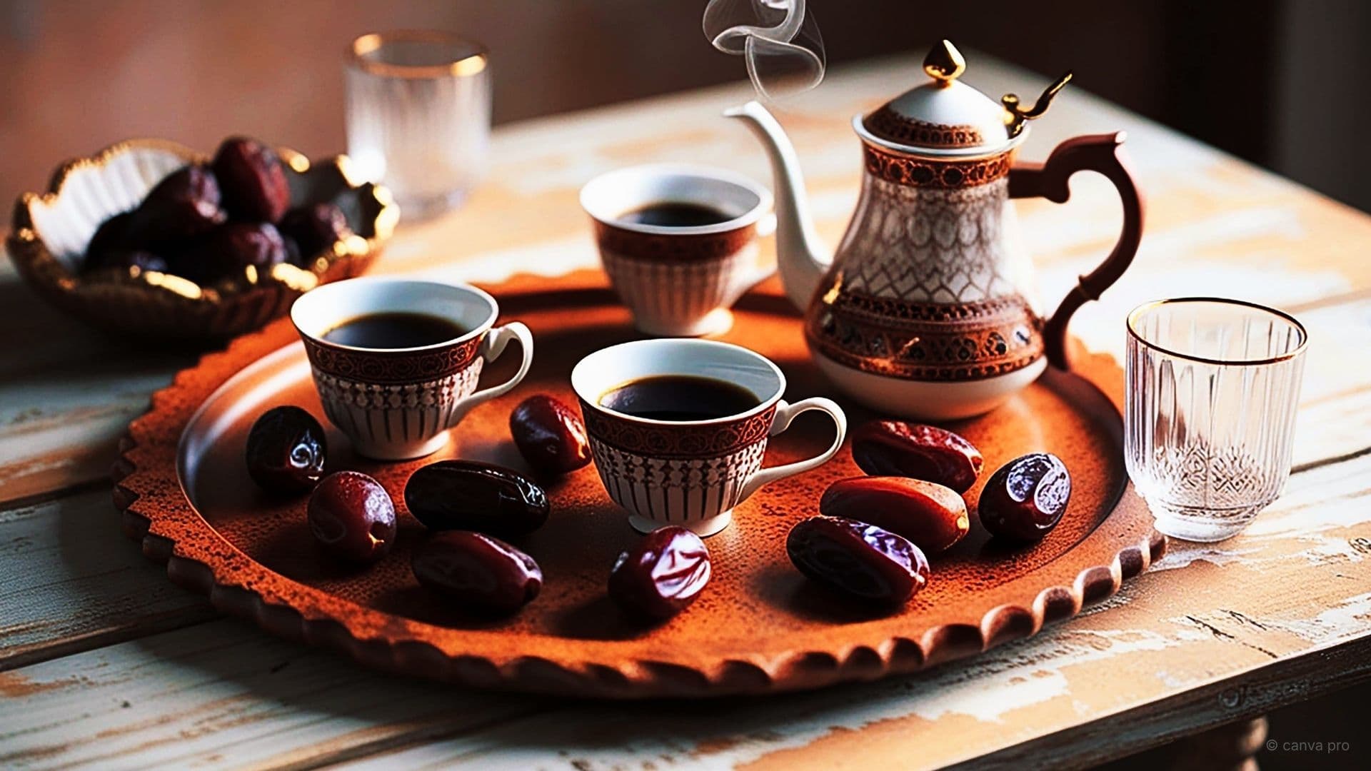 tea setup in turkish coffee house