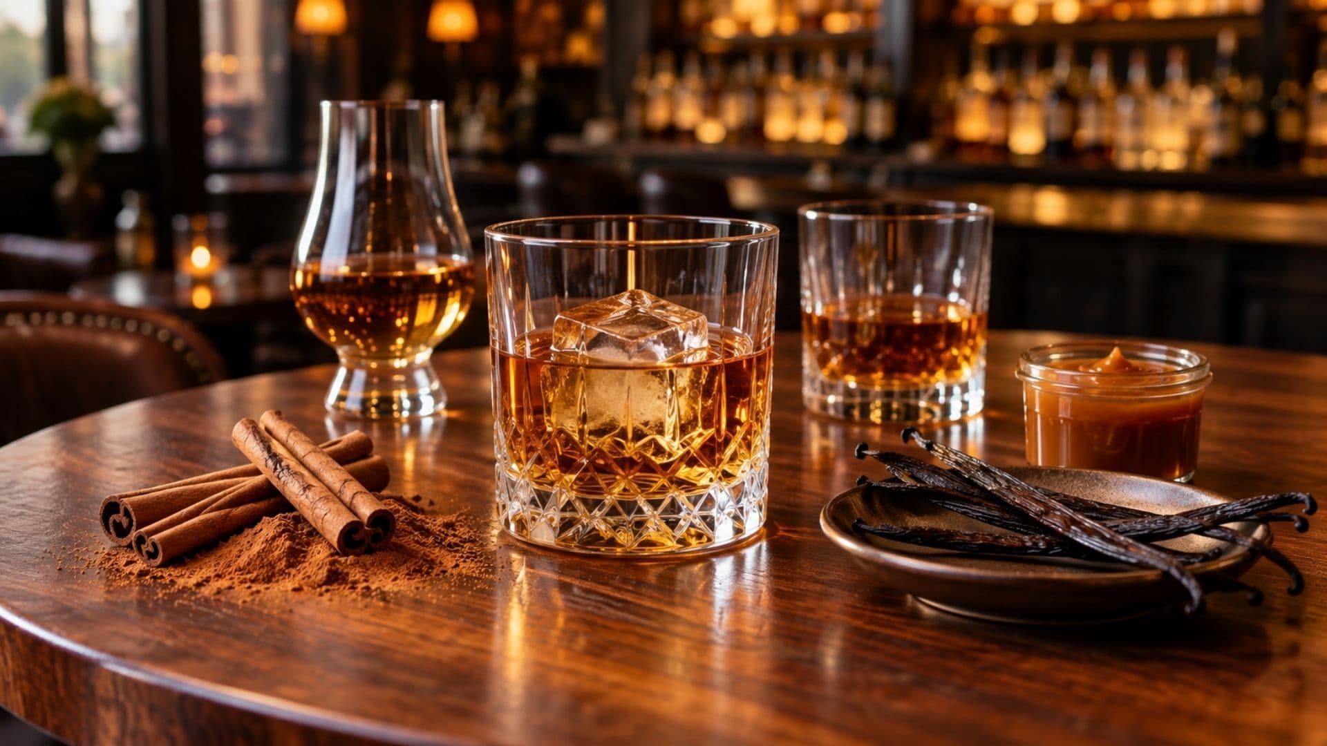 different whiskey expressions and some flavor components